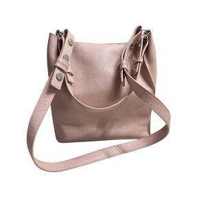 AllSaints Kita Shoulder Bag Power Pink Pebbled Leather Hobo Pastel GUC